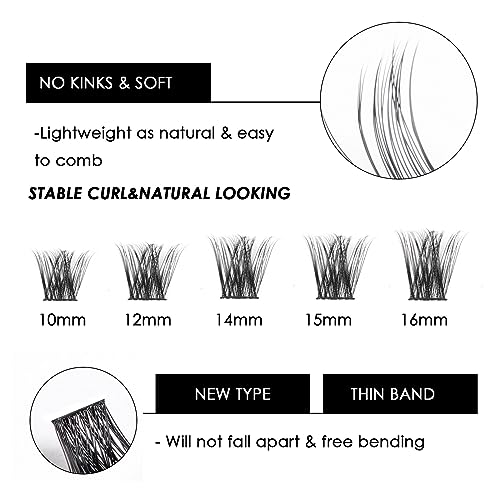 Magnetic SL Lash Clusters 144 Pcs Individual Lashes Clusters Eyelash Extensions False Eyelashes DIY Lash Extension Reusable False Eyelashes Natural Look Mix 10-16mm C D-Curl-DM01 - Image 3