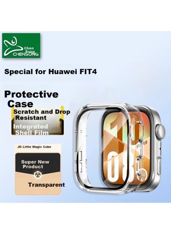 Chensong Compatible With Huawei Watch Fit 4 Watch Case, Integrated Protective Cover, Shockproof And Wear-resistant Protective Case, Transparent - Image 1
