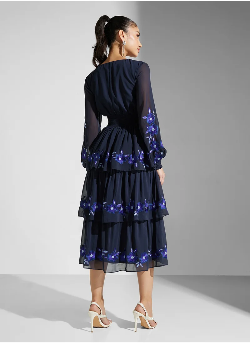 فروك اند فرل Embellished Ruffles Midi Dress