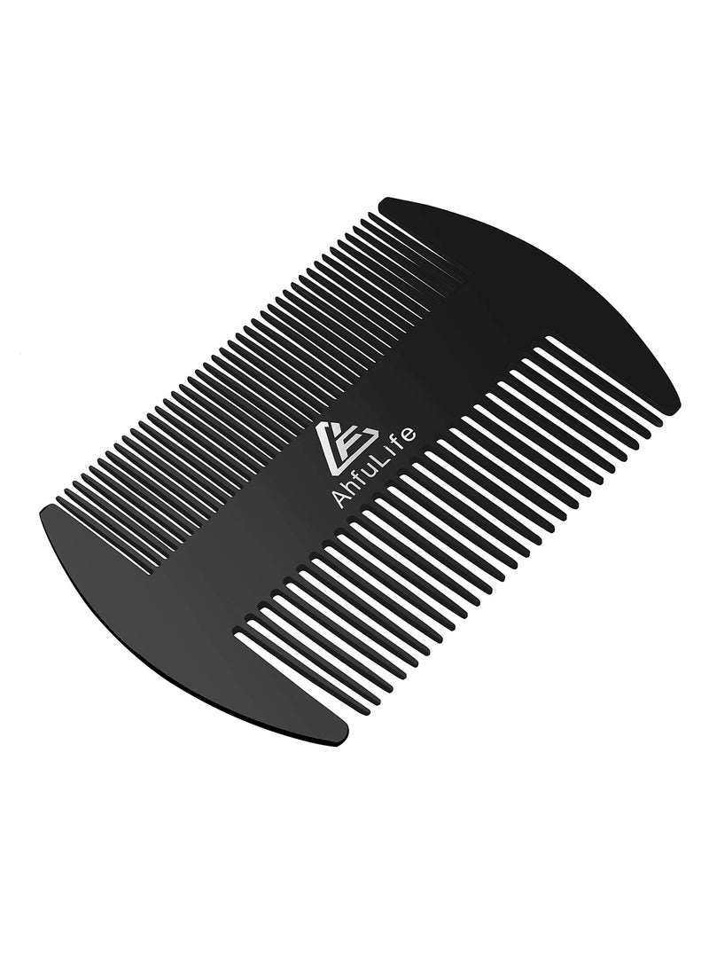 AhfuLife - AhfuLife Stainless Steel Metal Hair&Beard Comb - Anti-Static Dual Action Beard Comb - Credit Card Size Comb Perfect for Wallet and Pocket - Presented in Gift Box (Black) - Image 1