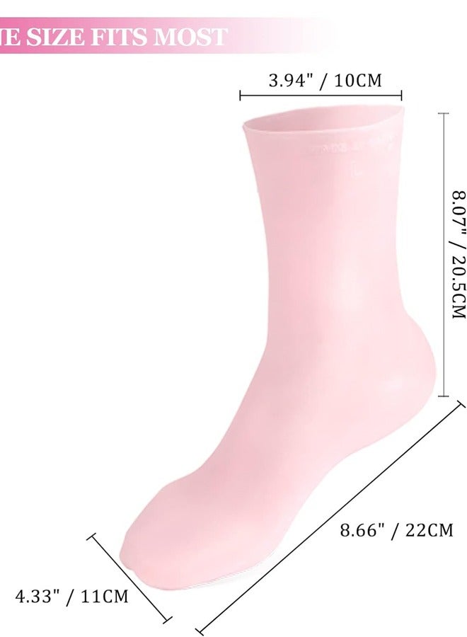 Generic Silicone Socks, Gel Foot Skin Care Moisturizing Socks, Protective Heel Anti-crack Socks, Waterproof Beach Socks for Remove Calluses Corns Dry Or Cracked Foot Skin (M Pink) - Image 3