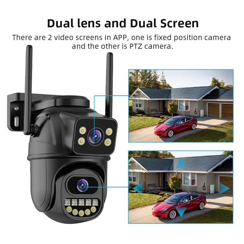 كاميرا مراقبة 4K 8MP واي فاي، عدسة مزدوجة، تكبير رقمي 4X، كشف بشري بالذكاء الاصطناعي، ONVIF، كاميرات IP PTZ أمنية خارجية - Image 4