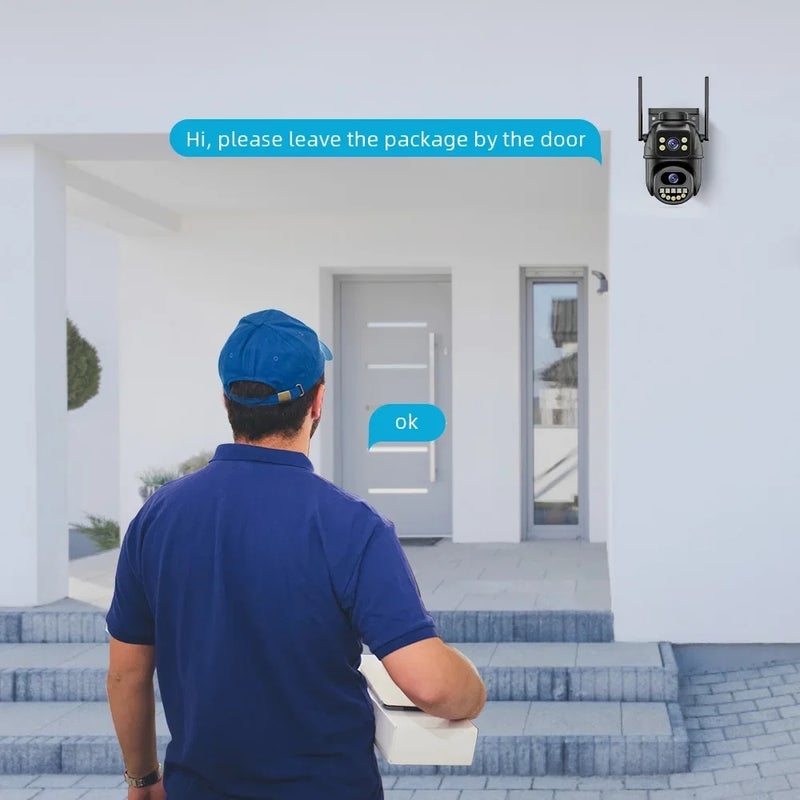 كاميرا مراقبة 4K 8MP واي فاي، عدسة مزدوجة، تكبير رقمي 4X، كشف بشري بالذكاء الاصطناعي، ONVIF، كاميرات IP PTZ أمنية خارجية - Image 2