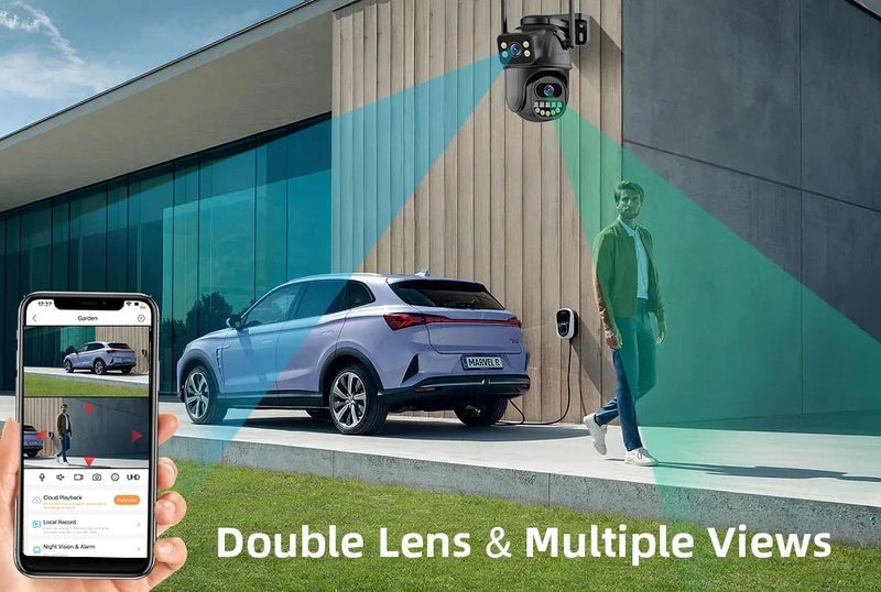 كاميرا مراقبة 4K 8MP واي فاي، عدسة مزدوجة، تكبير رقمي 4X، كشف بشري بالذكاء الاصطناعي، ONVIF، كاميرات IP PTZ أمنية خارجية - Image 5