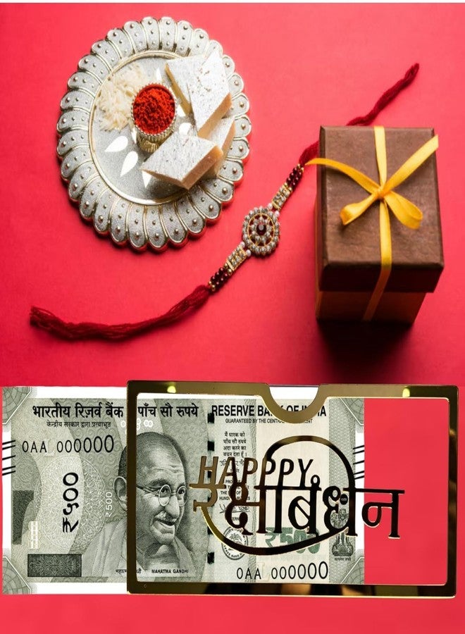 ROMILAS Rakhi Gift Envelope | Shagun Lifafa for ₹500 ₹200 ₹100 Note | Golden Raksha Bandhan Cash Cover for Brother Sister | Stylish Money Gift Box | Elegant Rakhi Envelope | Reusable Cash Gift Cover - Image 5