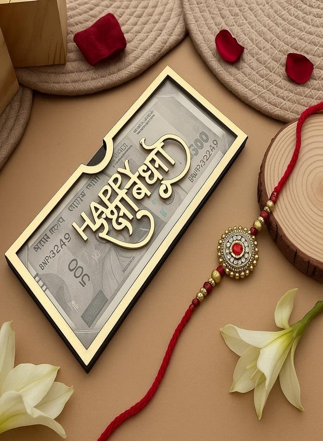 ROMILAS Rakhi Gift Envelope | Shagun Lifafa for ₹500 ₹200 ₹100 Note | Golden Raksha Bandhan Cash Cover for Brother Sister | Stylish Money Gift Box | Elegant Rakhi Envelope | Reusable Cash Gift Cover - Image 1