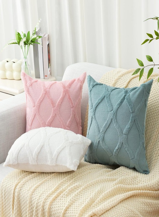 decorUhome Spring Decorative Throw Pillow Covers 20X20 Set of 2, Soft Plush Faux Fur Wool Pillow Covers for Couch Bed Sofa Living Room, Aqua - Image 5