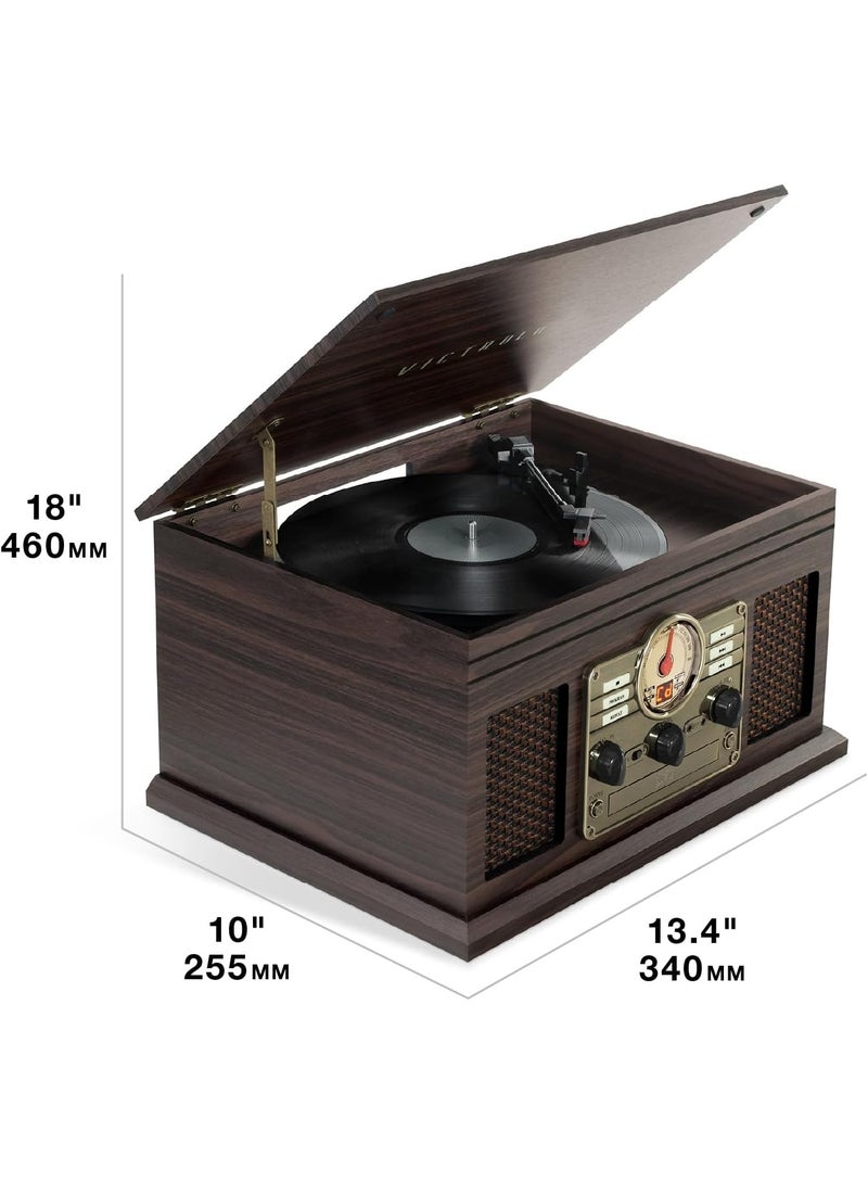 Victrola The Quincy 6 in 1 Music Center Bluetooth Record Player with Built-In Speakers - Grey - Image 4