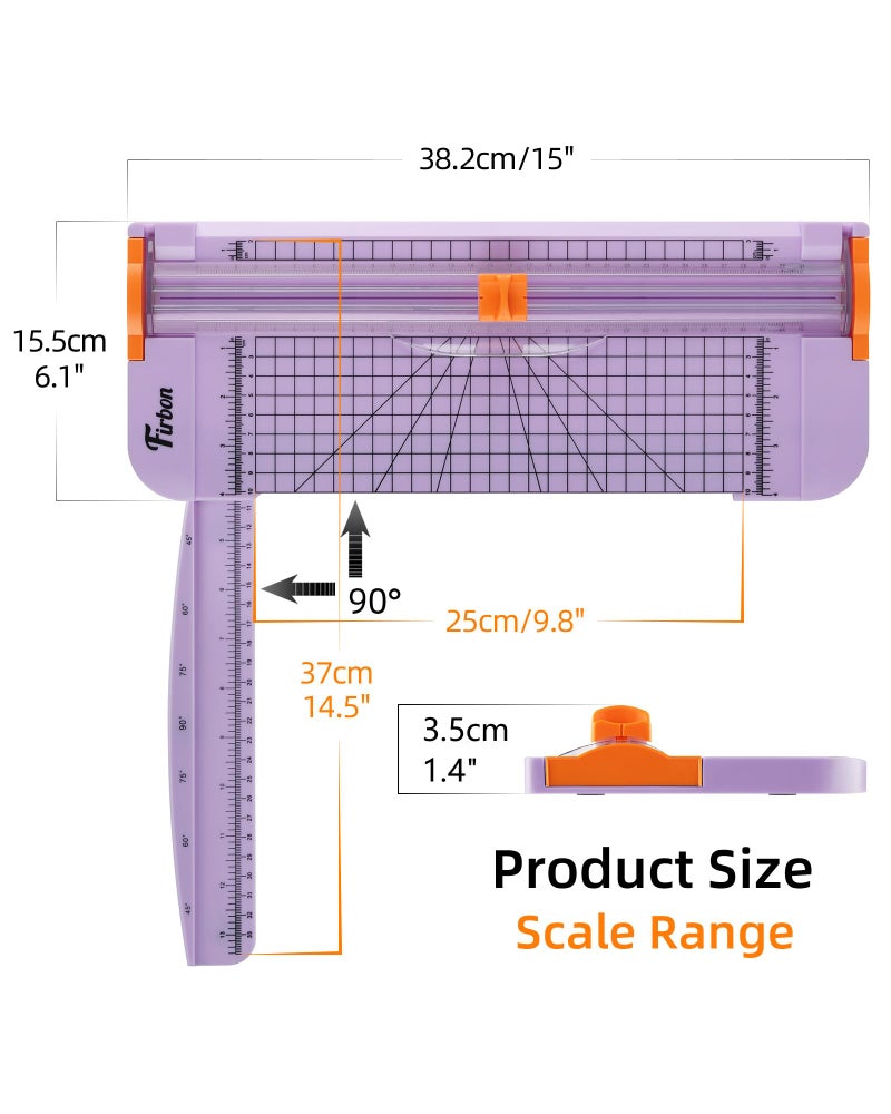 Firbon Purple A4 Paper Cutter, 12 Inch Titanium Straight Paper Trimmer with Side Ruler for Scrapbooking Craft, Paper, Coupon, Label, Cardstock - Image 2