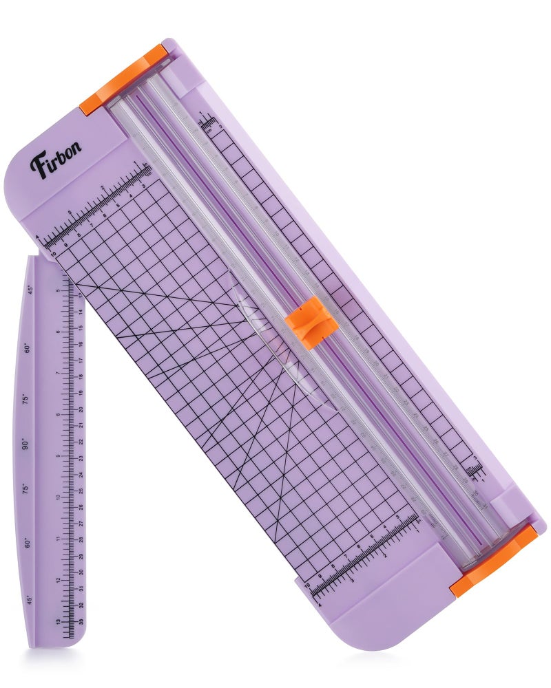 Firbon Purple A4 Paper Cutter, 12 Inch Titanium Straight Paper Trimmer with Side Ruler for Scrapbooking Craft, Paper, Coupon, Label, Cardstock - Image 1