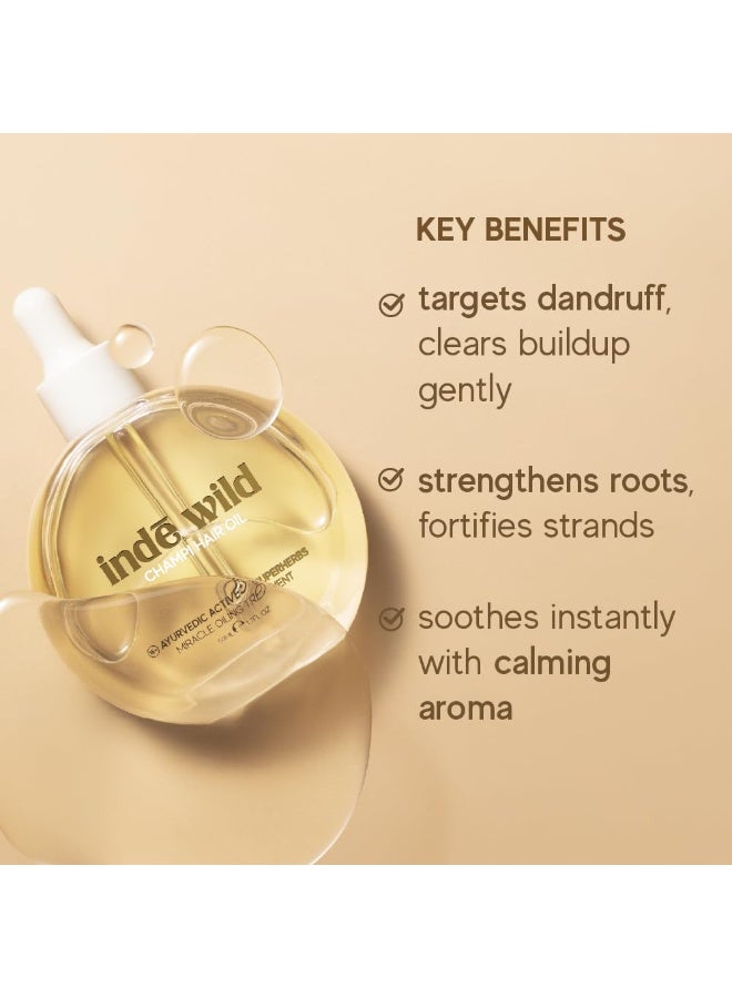 indē wild Champi Hair Oil With Rosemary Oil, Brahmi, Amla, Bhringraj | Ayurvedic, Hair Growth, Controls Dandruff, Hairfall | Soothing Fragrance|10ml - Image 3