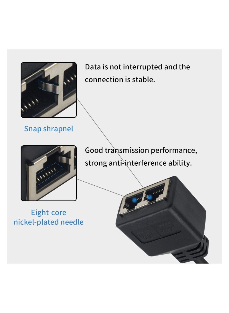 Generic 2-Piece RJ45 Splitter Ethernet Ethernet Port Splitter 1 Male to Female Adapter for Cat 5 CAT 6 LAN Cable Extender Surf Online at The Same time 30cm  - Image 4