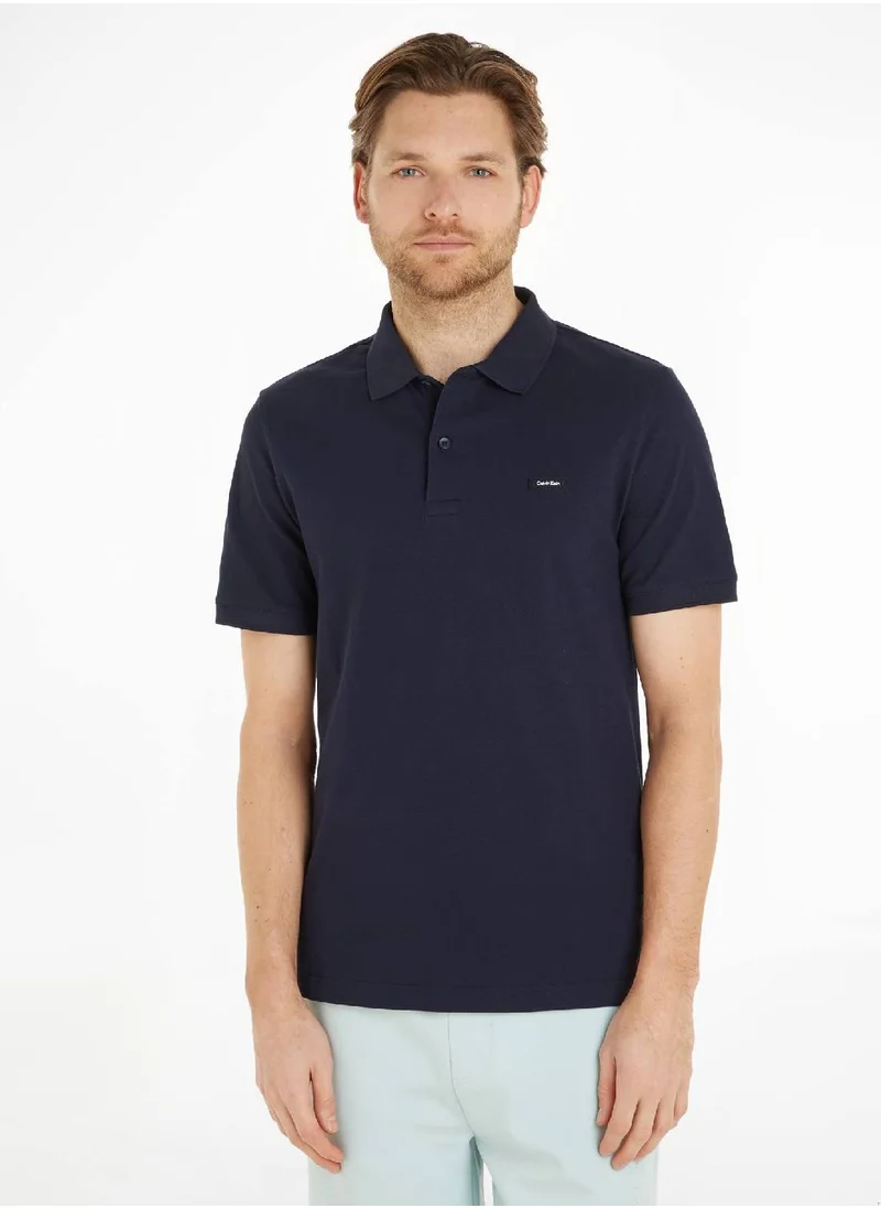 CALVIN KLEIN Men's Slim Fit Polo Shirt - Cotton , Blue
