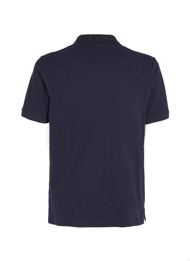 CALVIN KLEIN Men's Slim Fit Polo Shirt - Cotton , Blue  - Image 4