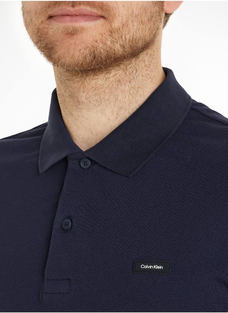 CALVIN KLEIN Men's Slim Fit Polo Shirt - Cotton , Blue  - Image 5