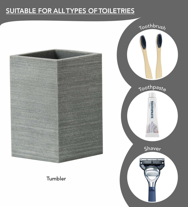 Obsessions Polyresin 4 Pcs Bathroom Set_Grey - Image 5