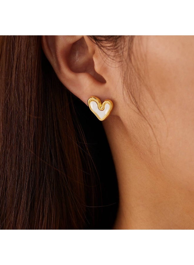 حلق انيق على شكل قلب ابيض استانيلس ضد الصدأ