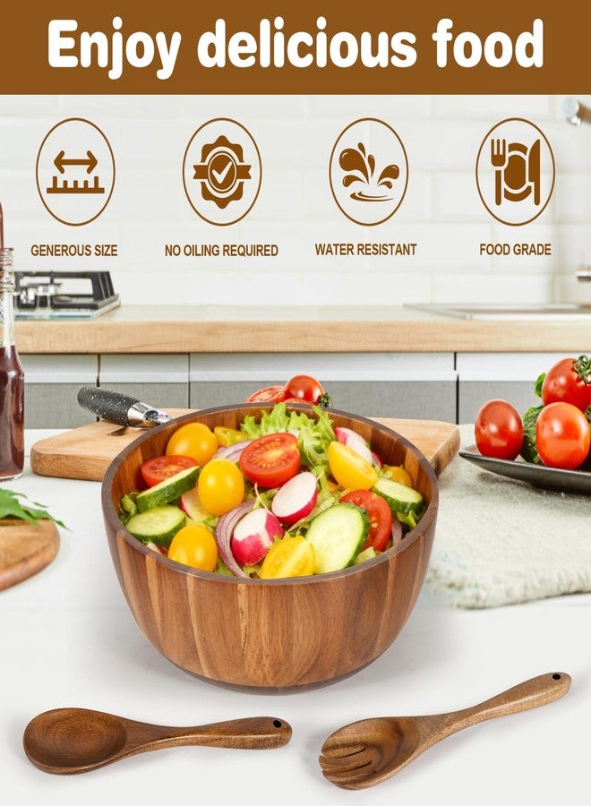 MYRAINBOW Wooden Salad Bowl Set 11.8 Inch – Acacia Large Wood Salad Bowl with Wooden Serving Utensils, Big Salad Bowls for Fruits, Food Serving & Hosting Family Gatherings - Image 3