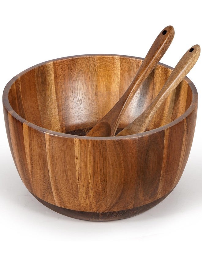 MYRAINBOW Wooden Salad Bowl Set 11.8 Inch – Acacia Large Wood Salad Bowl with Wooden Serving Utensils, Big Salad Bowls for Fruits, Food Serving & Hosting Family Gatherings - Image 1