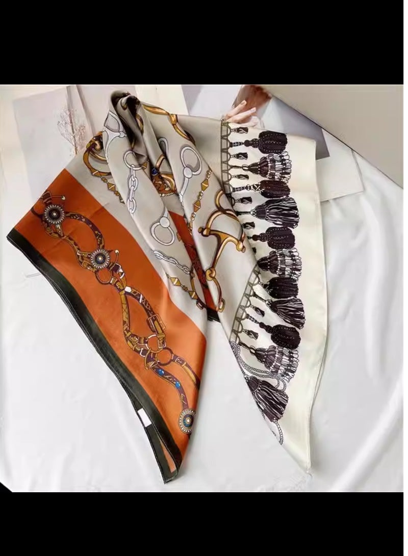 【Yellow Friday Sale】Silk & Cashmere Square Scarf | Geometric Design | 70x70 cm | 30% Off Festival Sale