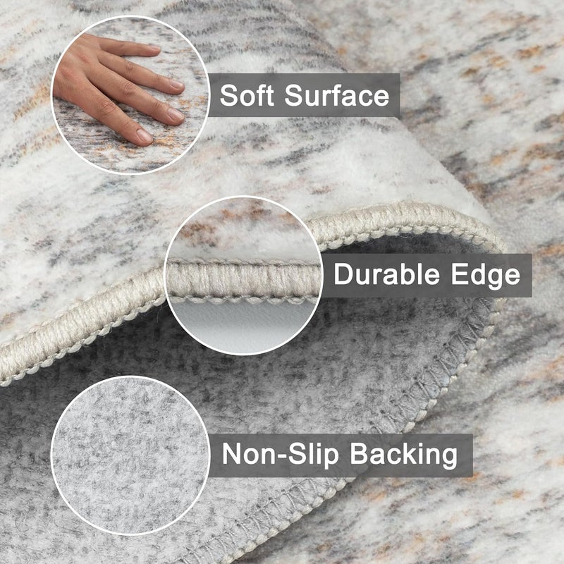Capslpad Large Modern Abstract Rug Living Room Non-Slip Short Pile Faux Wool Bedroom Rug Lightweight Washable Minimalist Floor Rug for Living Room Bedroom Office - Image 5