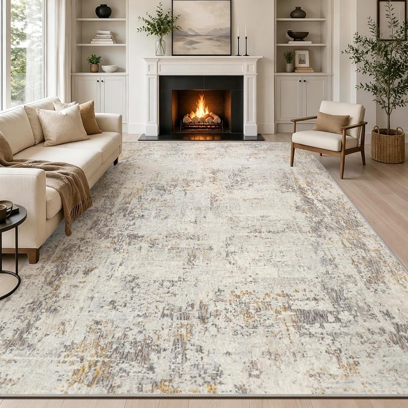 Capslpad Large Modern Abstract Rug Living Room Non-Slip Short Pile Faux Wool Bedroom Rug Lightweight Washable Minimalist Floor Rug for Living Room Bedroom Office - Image 1