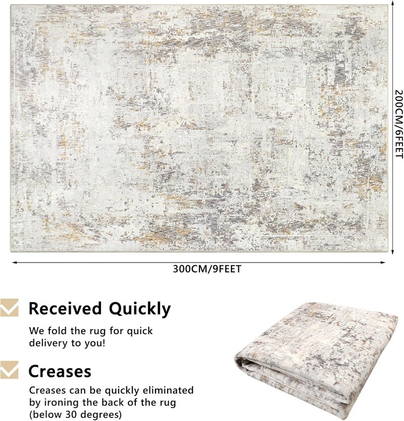 Capslpad Large Modern Abstract Rug Living Room Non-Slip Short Pile Faux Wool Bedroom Rug Lightweight Washable Minimalist Floor Rug for Living Room Bedroom Office - Image 2