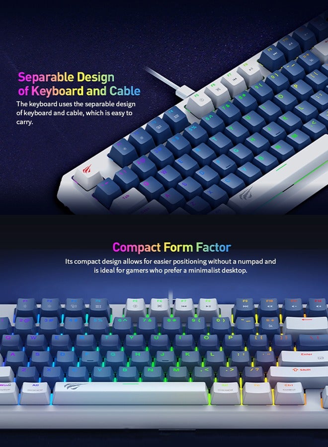 هافيت لوحة مفاتيح للألعاب، لوحة مفاتيح بإضاءة خلفية RGB، تصميم وسادة لشعور مريح، مصممة خصيصًا للألعاب - Image 5