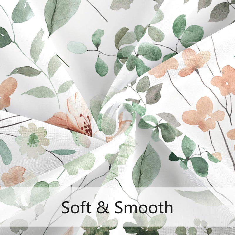 MAYZUS Cute Floral Shower Curtain, Sage Green Flower Fabric Shower Curtains for Bathroom, Spring Summer Wildflower Butterfly Cloth Shower Curtain Set with Hooks, 72x72 - Image 5