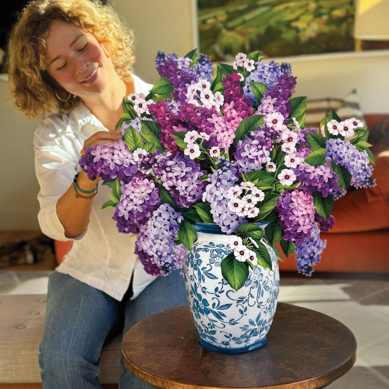 Freshcut Paper Pop Up Cards, Grande Garden Lilacs, 18 Inch Life Sized Forever Flower Bouquet 3D Popup Greeting Card, Birthday Cards, Thank You Card, Blank Notecard & Envelope - Image 2