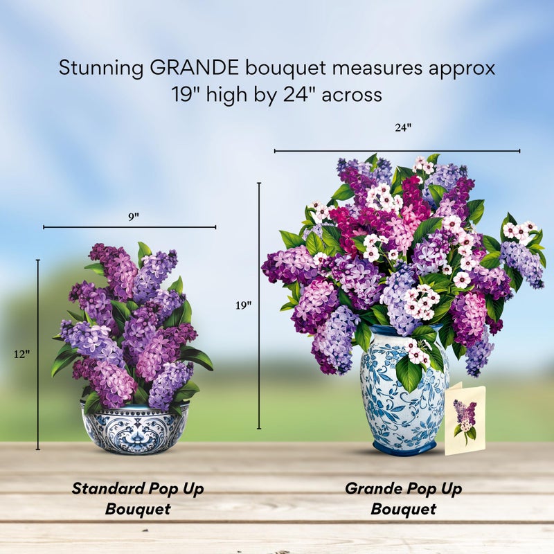 Freshcut Paper Pop Up Cards, Grande Garden Lilacs, 18 Inch Life Sized Forever Flower Bouquet 3D Popup Greeting Card, Birthday Cards, Thank You Card, Blank Notecard & Envelope - Image 5