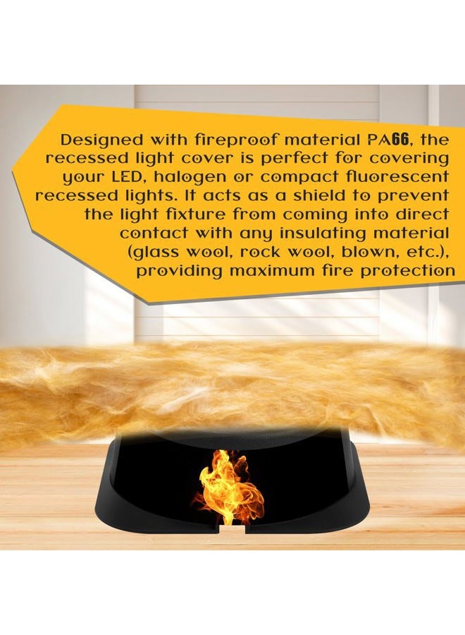 Tuanse 10 Pcs Recessed Light Cover 8.6 x 8.6 x 2.9 Inch Fire-Resistant and Energy-Saving Light Insulation Protect Cover for Attic (Black) - Image 4