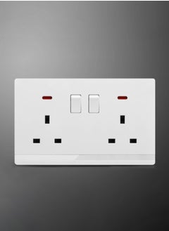 Vmax Double 13A Type-G Plug Socket with Switch & Indicator Light - 3x3" White/Ivory Finish  - Image 2