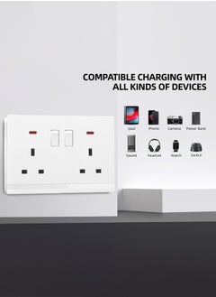 Vmax Double 13A Type-G Plug Socket with Switch & Indicator Light - 3x3" White/Ivory Finish  - Image 4