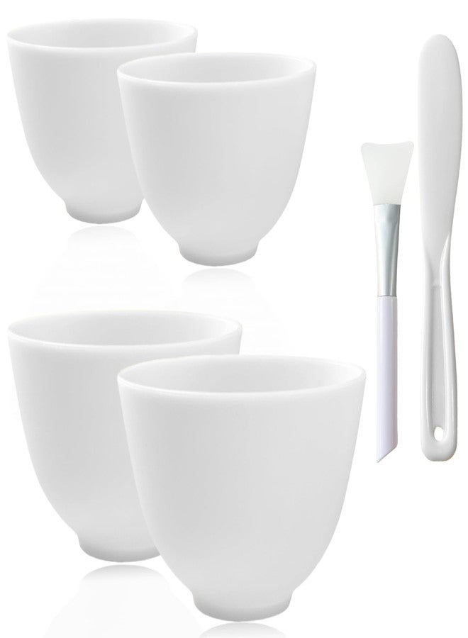 Bigwinyep 4Pcs Silicone Facial Mask Bowl DIY Face Mask Mixing Bowls for for Home Salon Spa Face Skin Applicator Bowl, White - Image 1
