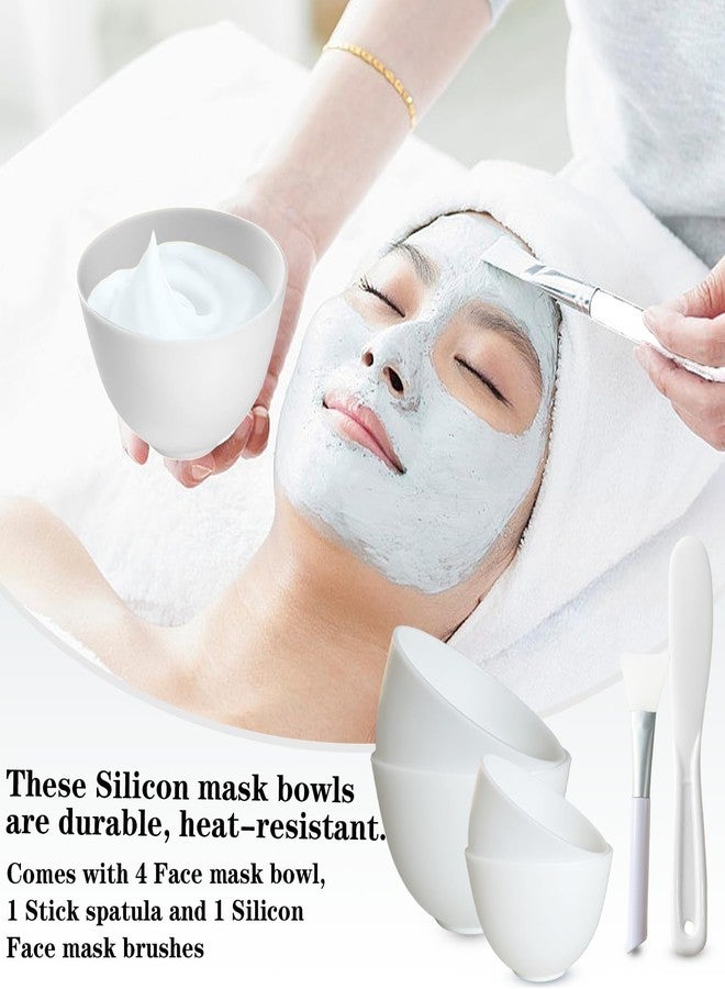 Bigwinyep 4Pcs Silicone Facial Mask Bowl DIY Face Mask Mixing Bowls for for Home Salon Spa Face Skin Applicator Bowl, White - Image 5