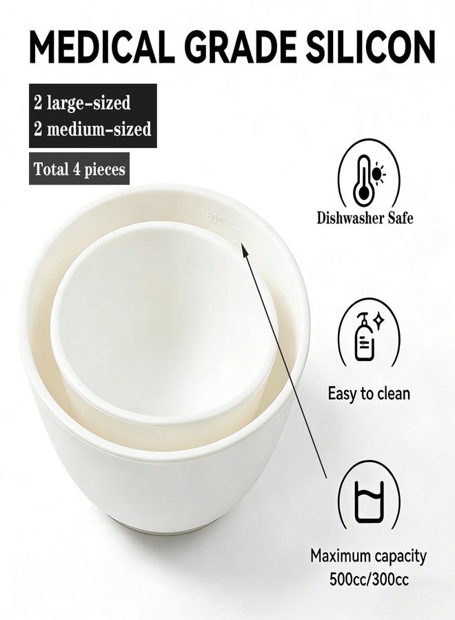 Bigwinyep 4Pcs Silicone Facial Mask Bowl DIY Face Mask Mixing Bowls for for Home Salon Spa Face Skin Applicator Bowl, White - Image 4