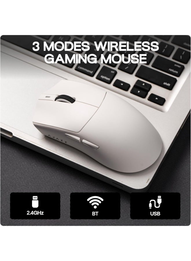 إيه جاز ماوس لاسلكي AJAZZ AJ139P V3 MC مع قاعدة شحن و3 اوضاع وبطارية 800mAh قابلة للتعديل 24000 نقطة لكل بوصة ومستشعر PAW3311 ومعدل تصويب 1000 ووزن 69 غرام خفيف الوزن وويندوز وماك من ميكلاندز (ابيض) - Image 4