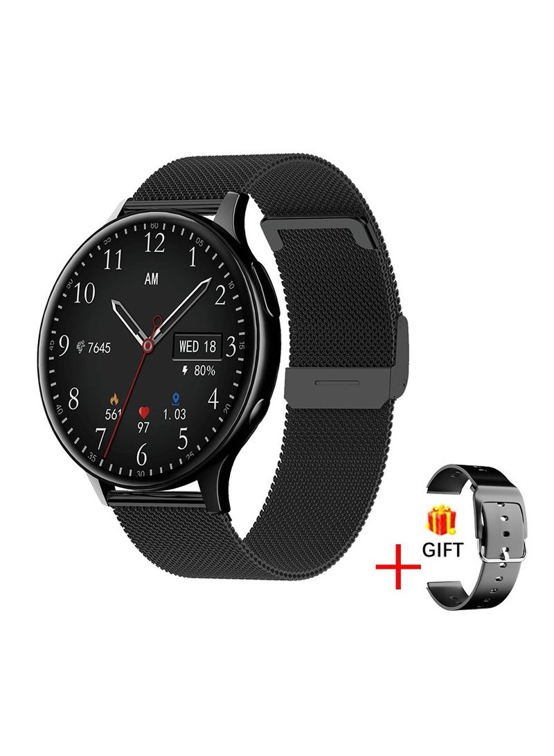LIGE New Smart Watch For Men 1.28" AMOLED Screen Sports Bluetooth Calling IP67 Waterproof Mesh Black Strap Free Silicone Strap - Image 1
