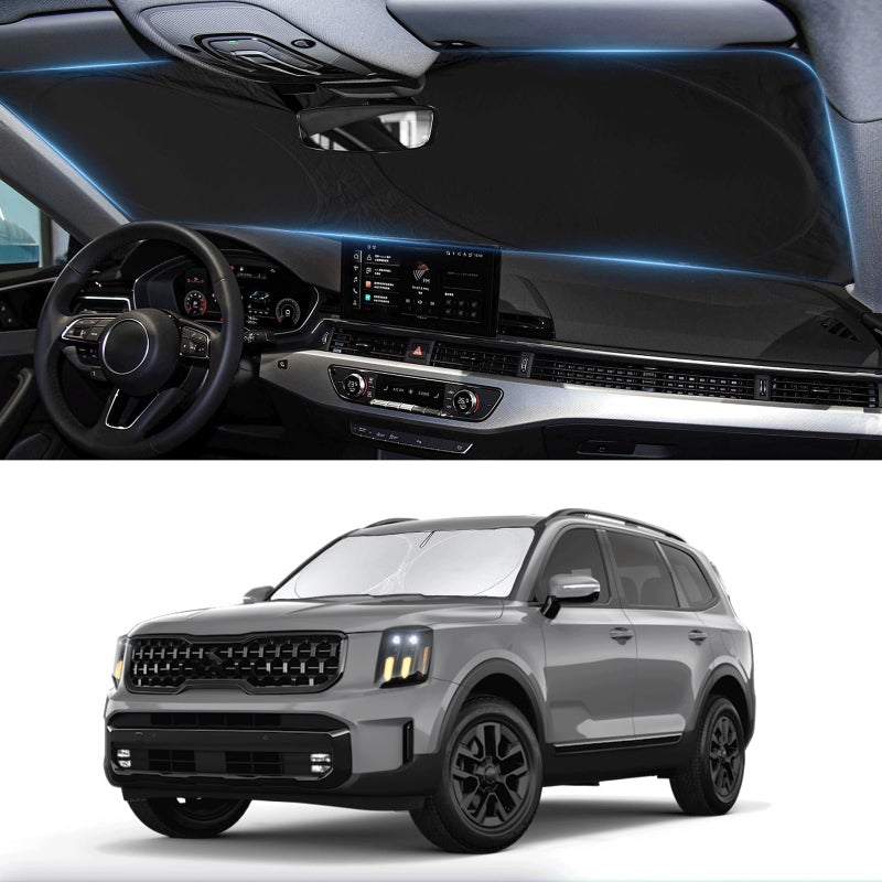 INSAUTO Custom Fit Telluride Windshield Sunshade for Kia Telluride 2020-2025 Front Window Shades Cover for Windshield Sun Visor Protector 210T Reflector Block Heat and Sun Protection Cooler Car Accessories - Image 1