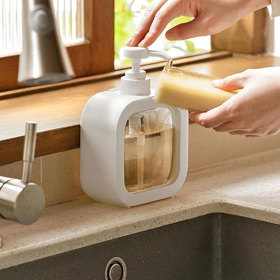 VAUGHN Square Liquid Dispenser Hand wash Dispenser Bottle Refillable Soap Dispenser for Bathroom Kitchen Hand Soap Dish Soap Shower Gel Shampoo Lotion Liquid Dispenser Empty Bottle Pack of 1 - Image 4