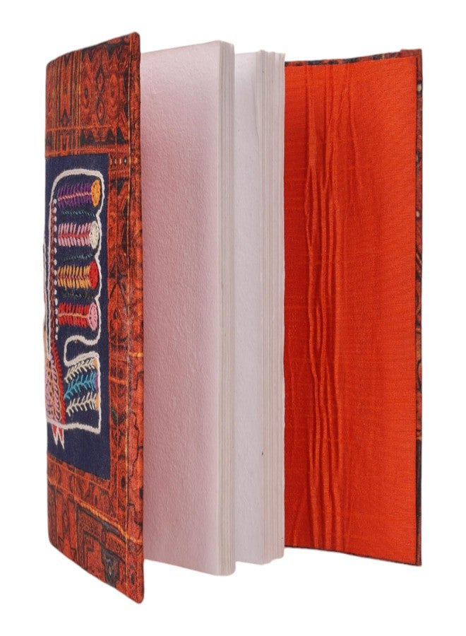 INDHA Handcrafted Recycle Paper diary | Eco Friendly Diary | Gifting | Corporate Gifting| Handmade Diary | Ethnic Art hand Embroidered Diary (ORANGE-DPEKDO24) - Image 2