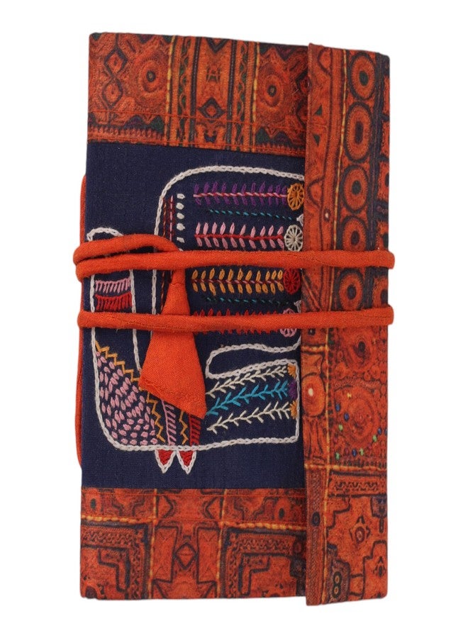 INDHA Handcrafted Recycle Paper diary | Eco Friendly Diary | Gifting | Corporate Gifting| Handmade Diary | Ethnic Art hand Embroidered Diary (ORANGE-DPEKDO24) - Image 1