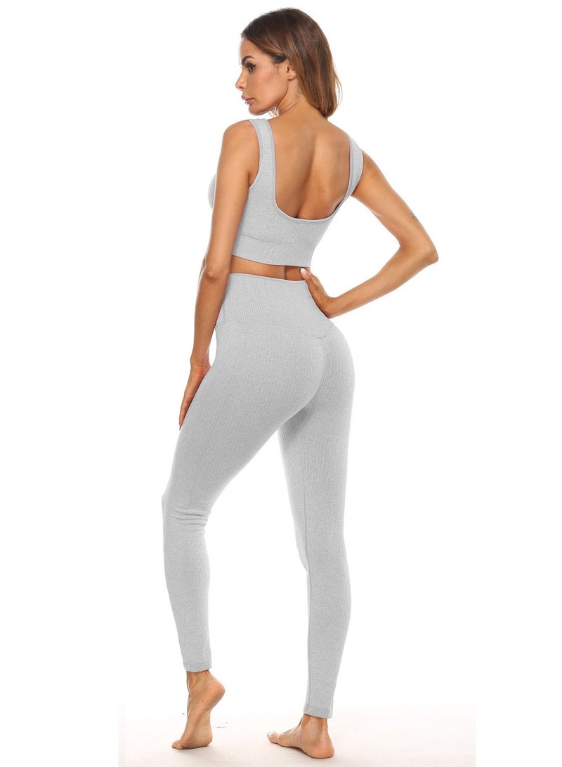 Loquat Women's Seamless High Waist Sports Suit Grey - Image 2