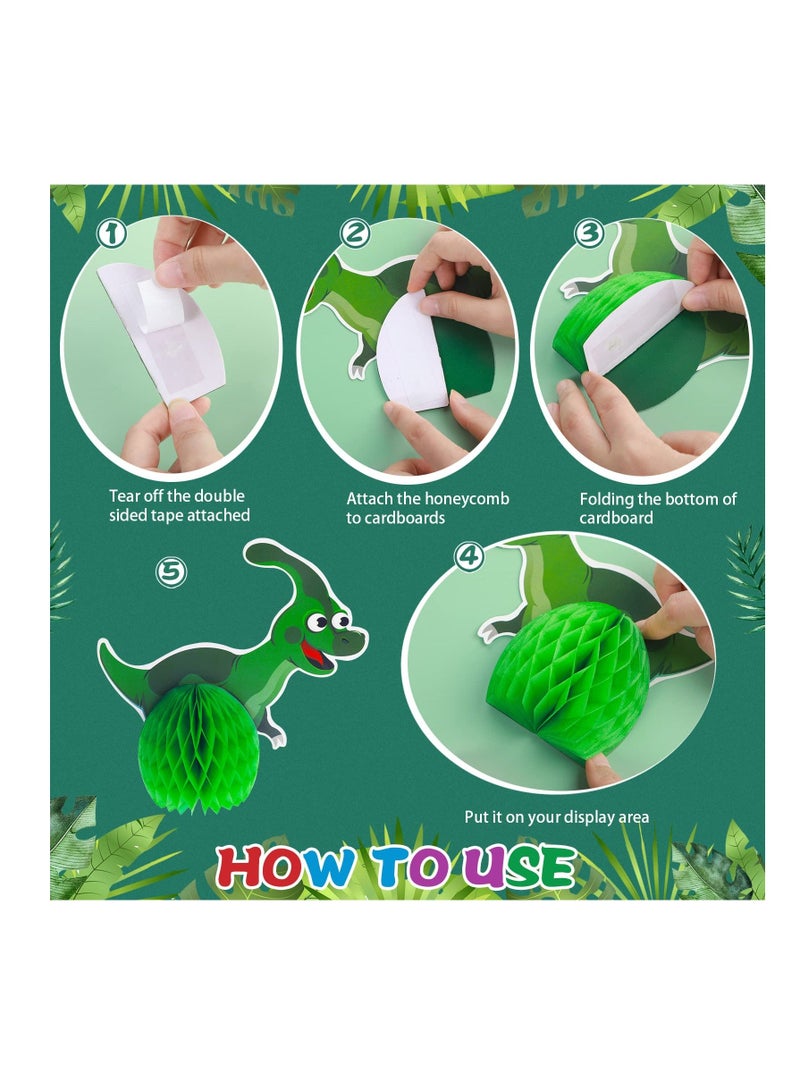 Centerpieces,  Dinosaur Party Honeycomb Table 3D Dinosaur Center Piece Table Topper Dinosaur Birthday Party Supplies Dinosaur Theme Baby Decorations Boy Birthday Party Supplies (9 Pcs) - Image 3
