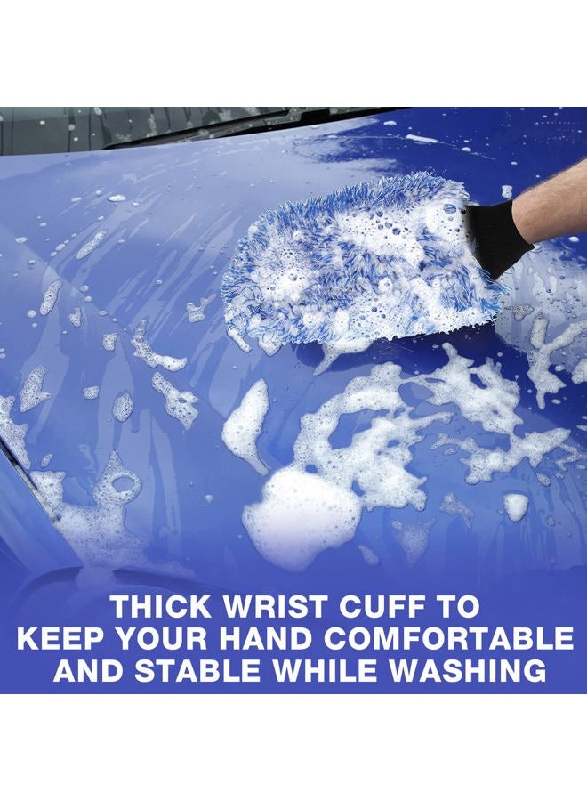 Riakrum 12 Pcs Car Wash Mitts Microfiber Car Wash Mitt Scratch Free Ultra Absorbent Microfiber Wash Sponge Cloths for Cars, Trucks and Boats Large Glove - Image 4