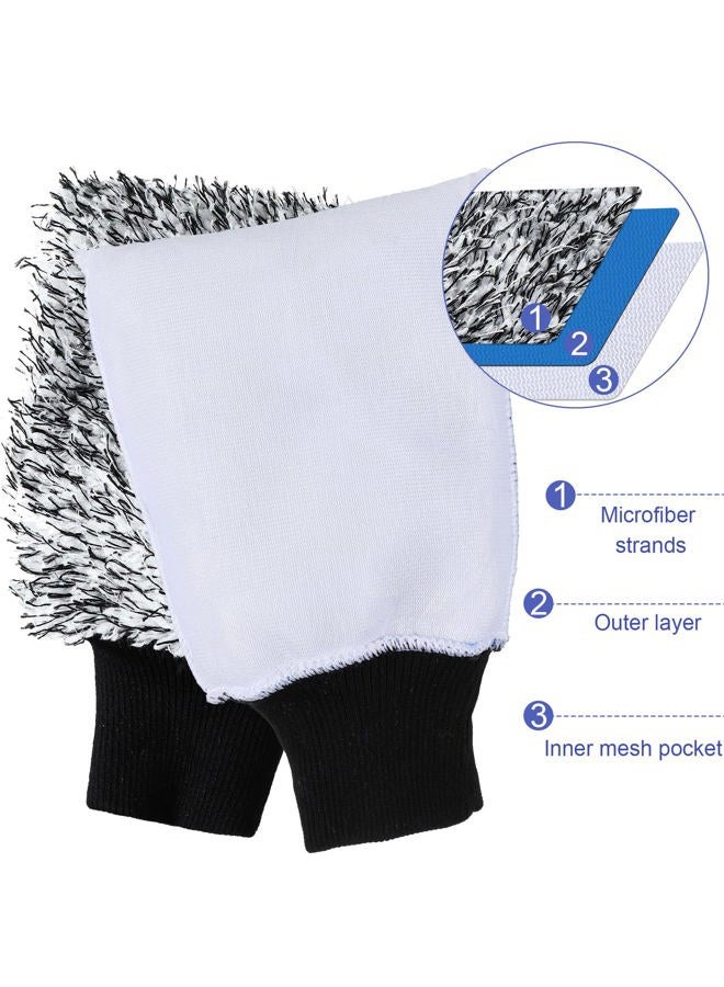 Riakrum 12 Pcs Car Wash Mitts Microfiber Car Wash Mitt Scratch Free Ultra Absorbent Microfiber Wash Sponge Cloths for Cars, Trucks and Boats Large Glove - Image 3