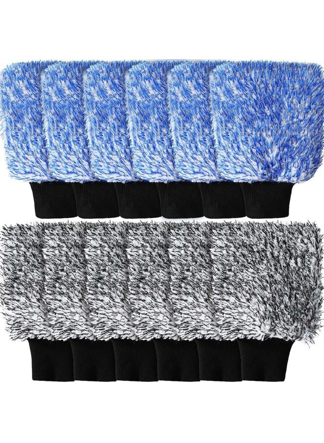 Riakrum 12 Pcs Car Wash Mitts Microfiber Car Wash Mitt Scratch Free Ultra Absorbent Microfiber Wash Sponge Cloths for Cars, Trucks and Boats Large Glove - Image 1