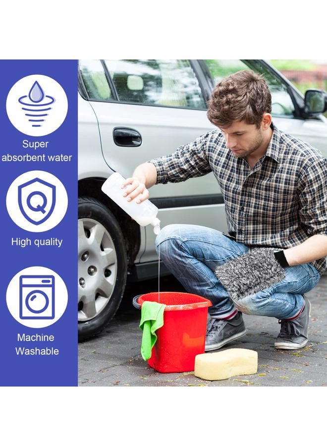 Riakrum 12 Pcs Car Wash Mitts Microfiber Car Wash Mitt Scratch Free Ultra Absorbent Microfiber Wash Sponge Cloths for Cars, Trucks and Boats Large Glove - Image 5