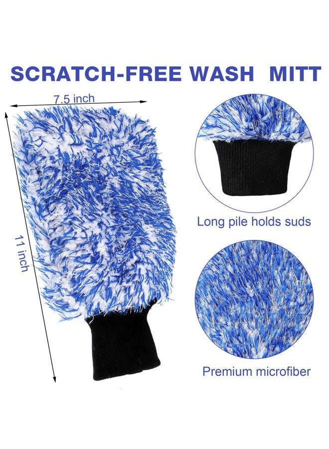 Riakrum 12 Pcs Car Wash Mitts Microfiber Car Wash Mitt Scratch Free Ultra Absorbent Microfiber Wash Sponge Cloths for Cars, Trucks and Boats Large Glove - Image 2